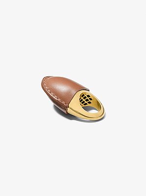 Leather-Wrapped 24k-Gold-Plated Brass Dome Ring