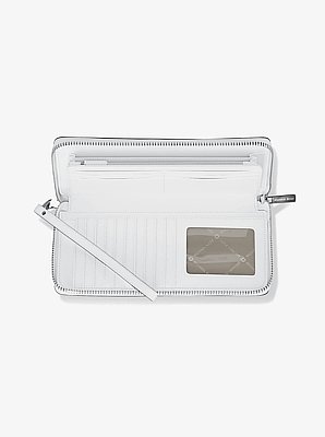 Grand portefeuille continental en cuir grain&eacute; in BLANC OPTIQUE | Michael Kors image number 1