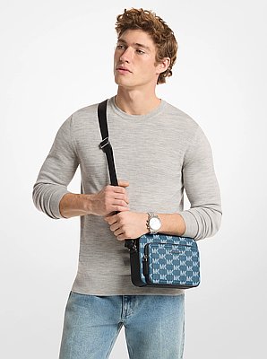Cooper Logo Jacquard Denim Flight Bag