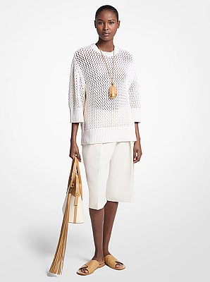 Hand-Crocheted Cashmere and Cotton Sweater