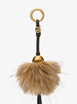 Gold-Tone Bead and Faux Fur Bag Charm