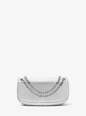 Christie Metallic Lizard Embossed Leather Envelope Bag