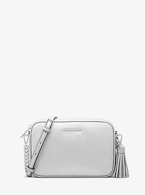 Kameratasche Jet Set Medium aus gekrispeltem Leder in Metallic-Optik