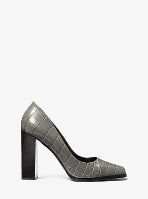 Jeanne Crocodile Embossed Leather Pump