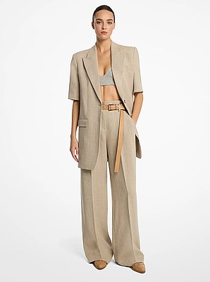 Linen Serge Pleated Trousers