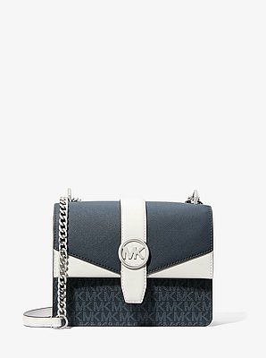 Greenwich Small Color-Block Signature Logo Crossbody Bag