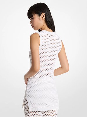 Open Knit Stretch Cotton Tank Dress