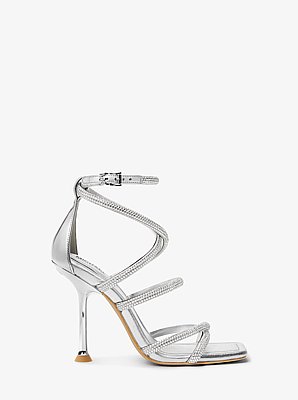 Imani Embellished Metallic Faux Suede Sandal