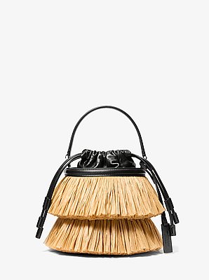 Ischia Mini Leather and Fringe Bucket Bag