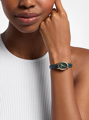 Petite Maude Gold-Tone and Lizard Embossed Leather Watch