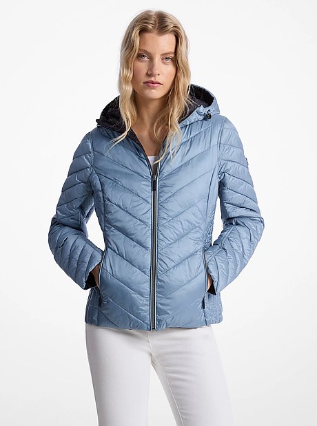 Reversible Quilted Nylon Signature Logo Packable Puffer Jacket