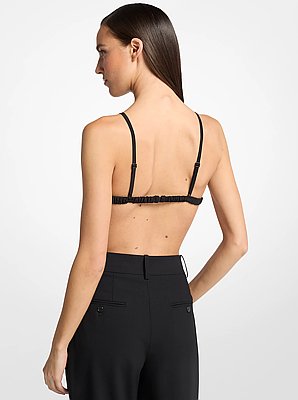 Top sujetador de crep&eacute; de chin&eacute; de seda in NEGRO | Michael Kors image number 1