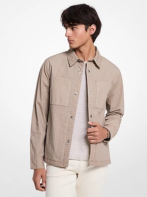 Chaqueta tipo camisa de popelina de algod&oacute;n el&aacute;stica con efecto te&ntilde;ido