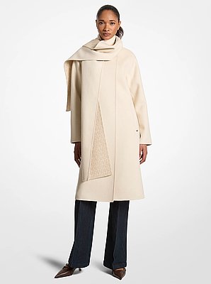 Manteau portefeuille en m&eacute;lange de laine avec &eacute;charpe