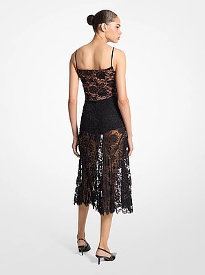 Crushed Floral Lace Slip Dress