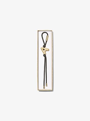 Breloque de sac initiale dor&eacute;e avec cordon mouchet&eacute;