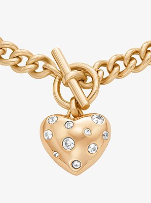 Pav&eacute; Heart Charm Necklace