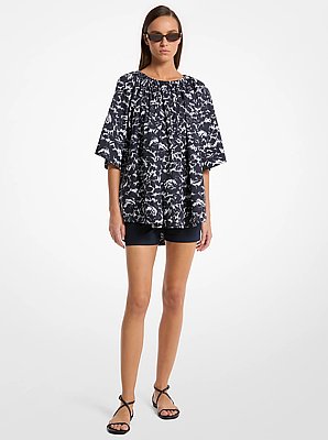 Floral Chin&eacute; Cotton Poplin Blouse