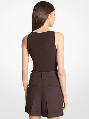 Ribbed Stretch Viscose Tank Top Bodysuit