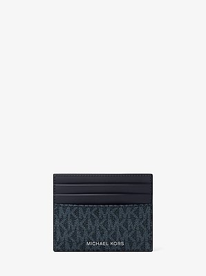 Pebbled Leather Billfold Wallet and Signature Logo Card Case Gift Set