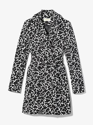 Animal Print Stretch Crepe Trench Coat