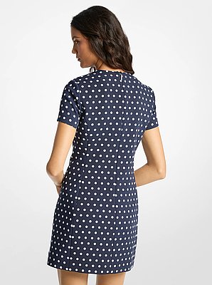 Shiftkleid aus Stretch-Krepp mit Punktmuster