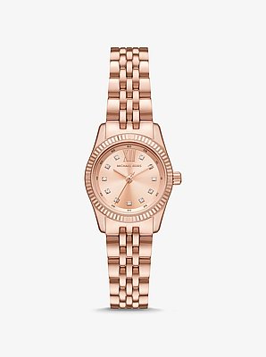 Petite Lexington Pav&eacute; Rose Gold-Tone Watch