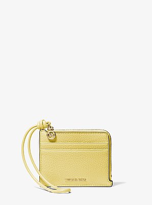 Petit porte-cartes Jet Set en cuir grain&eacute; &agrave; dragonne