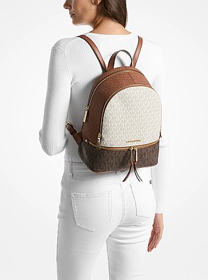 Mochila Rhea mediana con bloque de color y logotipo