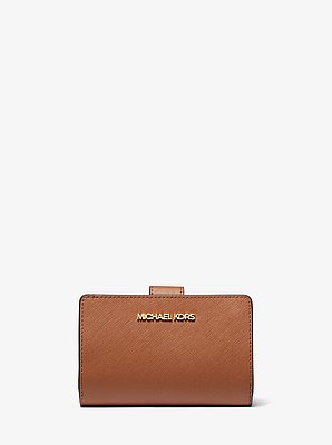 Cartera mediana de piel de grano cruzado