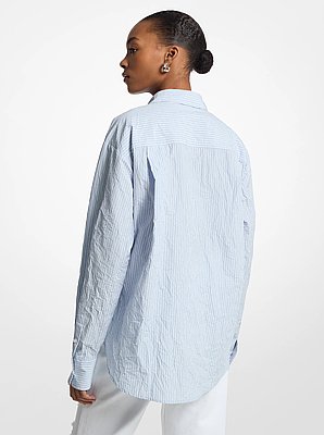Striped Crushed Cotton Poplin Shirt