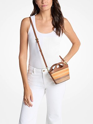 Tatum Small Striped Woven Crossbody Bag