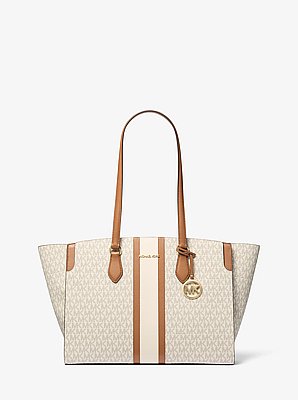 Becca Large Striped Signature Logo Tote Bag