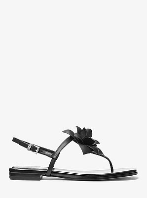 Jacie Floral Embellished Leather T-Strap Sandal
