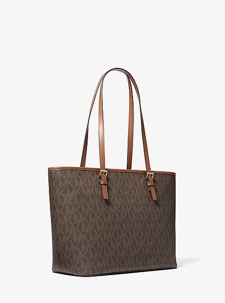 Borsa tote Jet Set con stampa logo e ciondolo