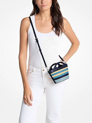 Tatum Small Striped Woven Crossbody Bag