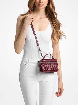 Vivi Small Matelass&eacute; Burnished Vanity Crossbody Bag