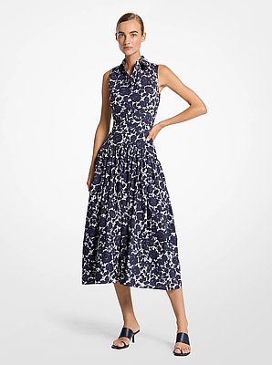 Floral Cotton Poplin Drop-Waist Shirtdress