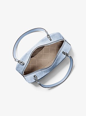Cecily Medium Suede Shoulder Bag in PALE OCEAN | Michael Kors image number 1