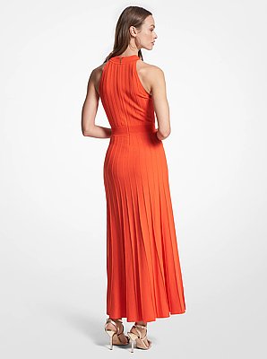 Vestido halter de tejido el&aacute;stico acanalado
