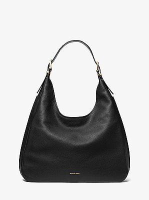 Nolita Large Pebbled Leather Hobo Shoulder Bag in BLACK | Michael Kors image number 0
