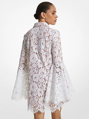 Floral Lace Bell-Sleeve Shirtdress