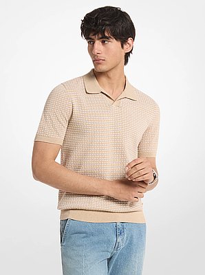 Textured Striped Cotton Polo Shirt