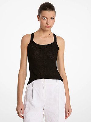 Ribbed Superfine Linen and Cotton Blend Tank Top