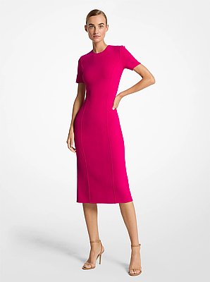 Robe fourreau en laine extensible double face