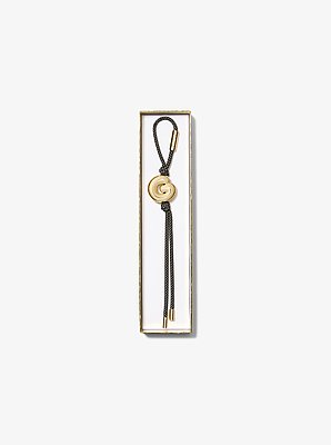 Initial Gold-Tone and Speckled Cord Bag Charm