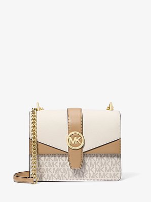 Greenwich Small Color-Block Signature Logo Crossbody Bag