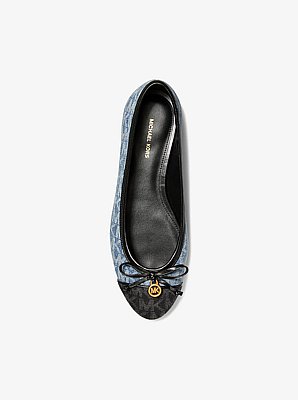 Piper Flex Signature Logo Print Denim Ballet Flat