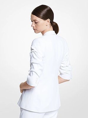 Double Crepe Sabl&eacute; Crushed-Sleeve Blazer