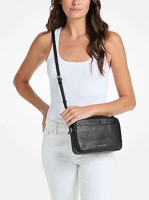 Jet Set Large Pebbled Leather Camera Crossbody Bag